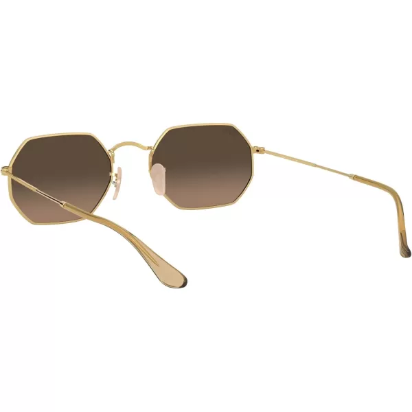RayBan Rb3556n Octagonal Flat Lens SunglassesGoldBrown Gradient Grey
