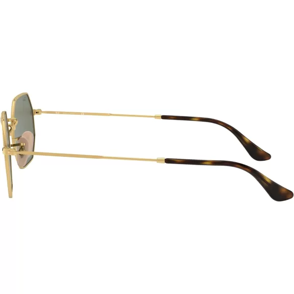 RayBan Rb3556n Octagonal Flat Lens SunglassesGoldG15 Green