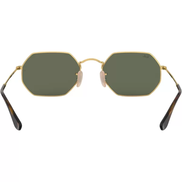 RayBan Rb3556n Octagonal Flat Lens SunglassesGoldG15 Green