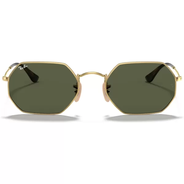 RayBan Rb3556n Octagonal Flat Lens SunglassesGoldG15 Green