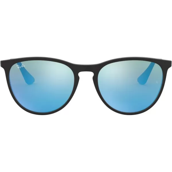 RayBan Junior Kids RJ9060sf Erika Asian Fit Round SunglassesRubber BlackBlue Flash