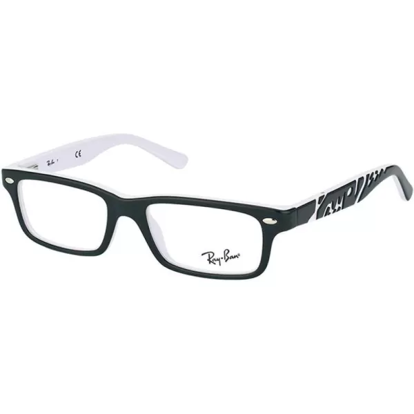 RayBan Junior Ry1535 Rectangular Prescription Eyeglass Frames Black on WhiteDemo Lens 48 mmRayBan Junior Ry1535 Rectangular Prescription Eyeglass Frames Black on WhiteDemo Lens 48 mm