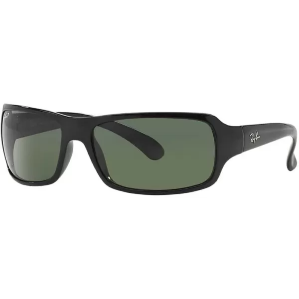 RayBan Mens Rb4075 Rectangular SunglassesBlackPolarized Dark Green