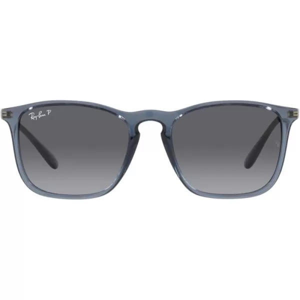 RayBan RB4187 Chris Square SunglassesTransparent BlueGrey Gradient Polarized