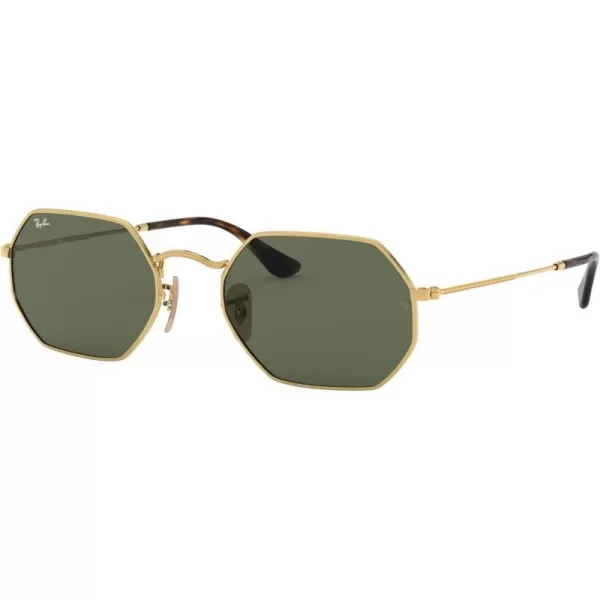 RayBan Rb3556n Octagonal Flat Lens SunglassesGoldG15 Green