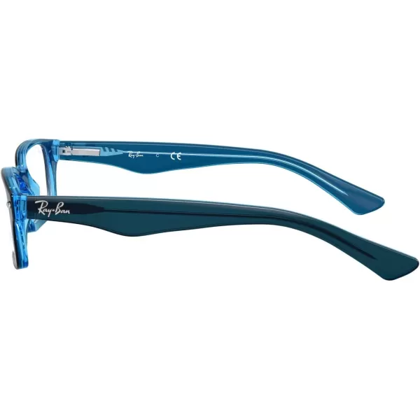 RayBan Junior RY1530 Rectangular Prescription Eyeglass Frames Blue On Blue FluorescentDemo Lens 48 mmRayBan Junior RY1530 Rectangular Prescription Eyeglass Frames Blue On Blue FluorescentDemo Lens 48 mm