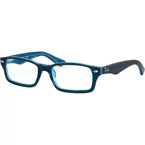 RayBan Junior RY1530 Rectangular Prescription Eyeglass Frames Blue On Blue FluorescentDemo Lens 48 mmRayBan Junior RY1530 Rectangular Prescription Eyeglass Frames Blue On Blue FluorescentDemo Lens 48 mm