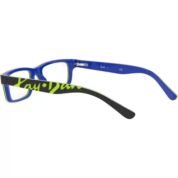 RayBan Junior Ry1535 Rectangular Prescription Eyeglass Frames Dark Grey on BlueDemo Lens 46 mmRayBan Junior Ry1535 Rectangular Prescription Eyeglass Frames Dark Grey on BlueDemo Lens 46 mm