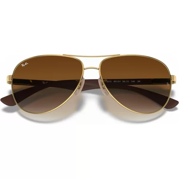 RayBan Man Sunglasses Gold Frame Light Brown Gradient Lenses 58MMGoldClear Gradient Brown