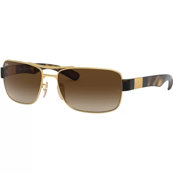 RayBan Mens Rb3522 Square SunglassesGoldBrown Gradient Dark Brown