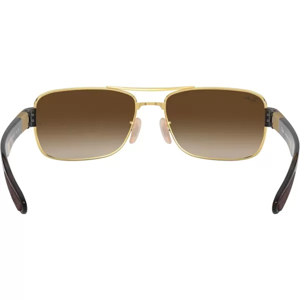 RayBan Mens Rb3522 Square SunglassesGoldBrown Gradient Dark Brown