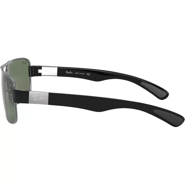 RayBan Mens Rb3522 Square SunglassesGunmetalDark Green