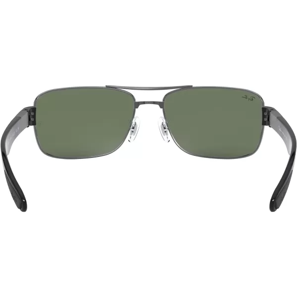 RayBan Mens Rb3522 Square SunglassesGunmetalDark Green