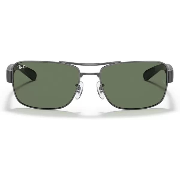 RayBan Mens Rb3522 Square SunglassesGunmetalDark Green