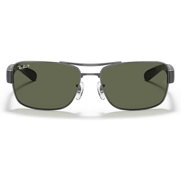 RayBan Mens Rb3522 Square SunglassesGunmetalPolarized Green