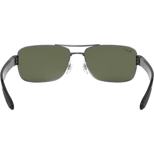 RayBan Mens Rb3522 Square SunglassesGunmetalPolarized Green