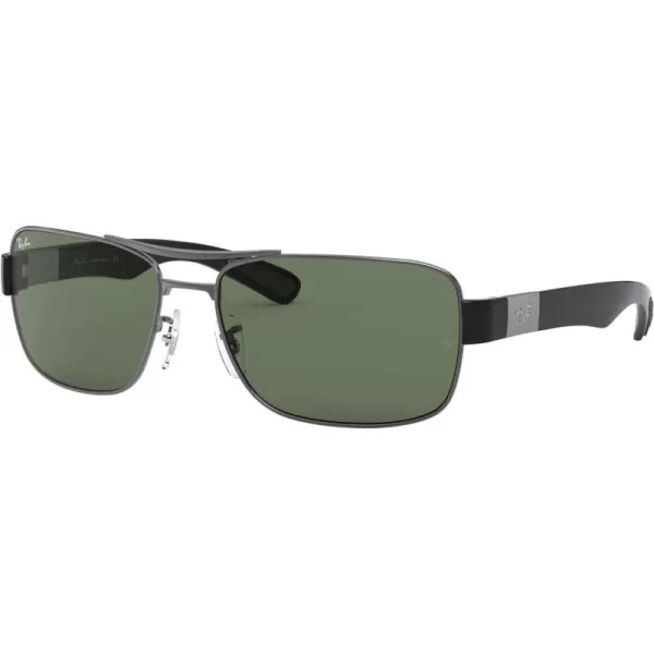 RayBan Mens Rb3522 Square SunglassesGunmetalDark Green