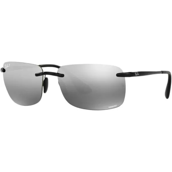 RayBan Mens Rb4255 Chromance Square SunglassesBlackPolarized Grey Mirrored Silver