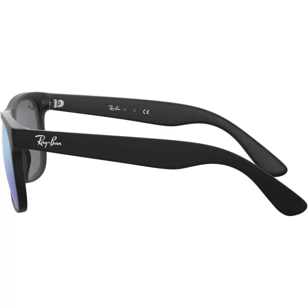 RayBan Boys Rj9069s Justin Square SunglassesRubber BlackBlue Mirrored Blue