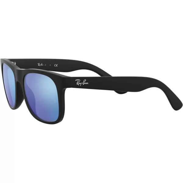 RayBan Boys Rj9069s Justin Square SunglassesRubber BlackBlue Mirrored Blue