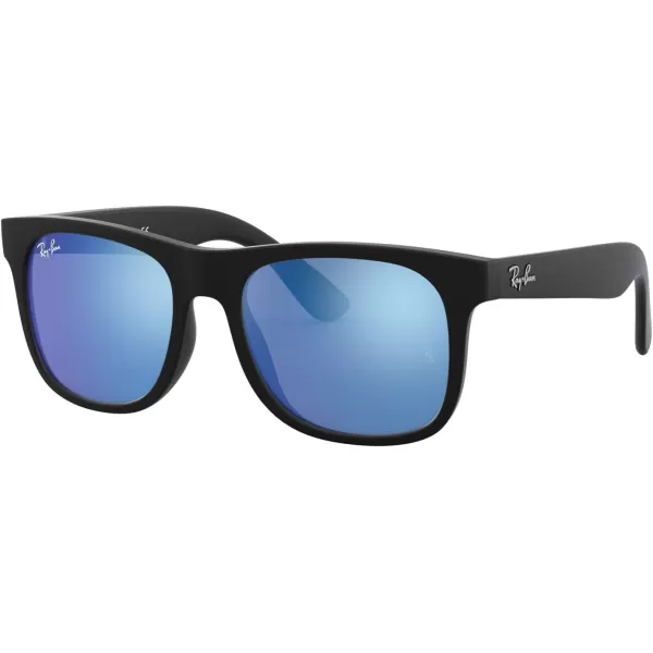 RayBan Boys Rj9069s Justin Square SunglassesRubber BlackBlue Mirrored Blue
