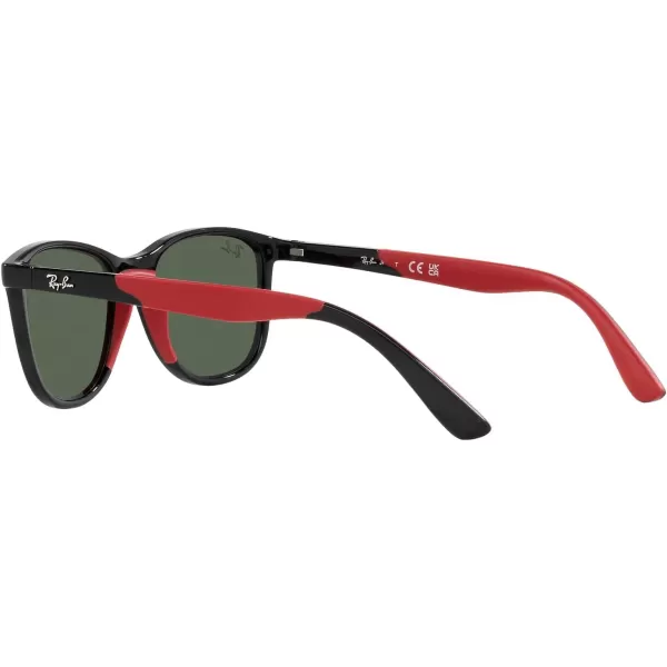 RayBan Boys Rj9077s Square SunglassesBlack on Rubber RedDark Green