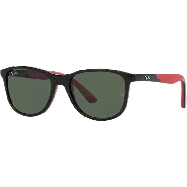 RayBan Boys Rj9077s Square SunglassesBlack on Rubber RedDark Green