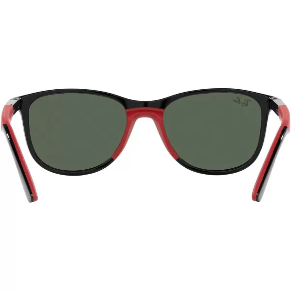 RayBan Boys Rj9077s Square SunglassesBlack on Rubber RedDark Green