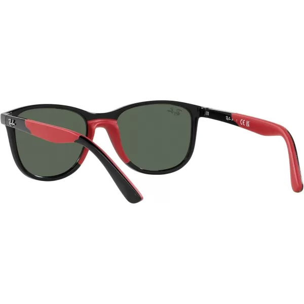 RayBan Boys Rj9077s Square SunglassesBlack on Rubber RedDark Green