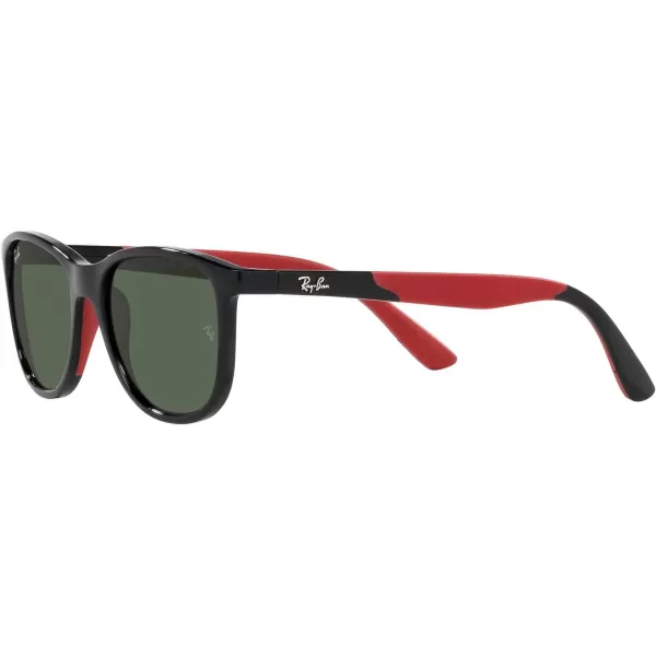 RayBan Boys Rj9077s Square SunglassesBlack on Rubber RedDark Green