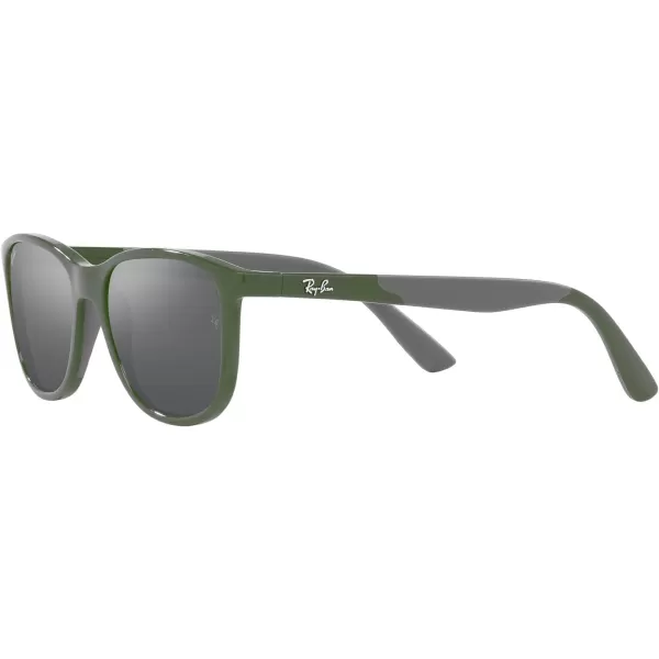 RayBan Boys Rj9077s Square SunglassesGreen on Rubber GreyGrey Mirrored Silver