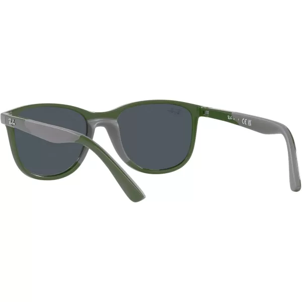 RayBan Boys Rj9077s Square SunglassesGreen on Rubber GreyGrey Mirrored Silver