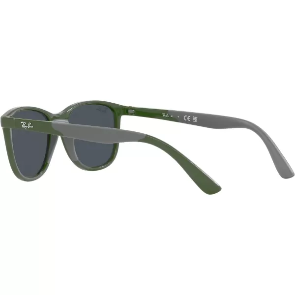 RayBan Boys Rj9077s Square SunglassesGreen on Rubber GreyGrey Mirrored Silver