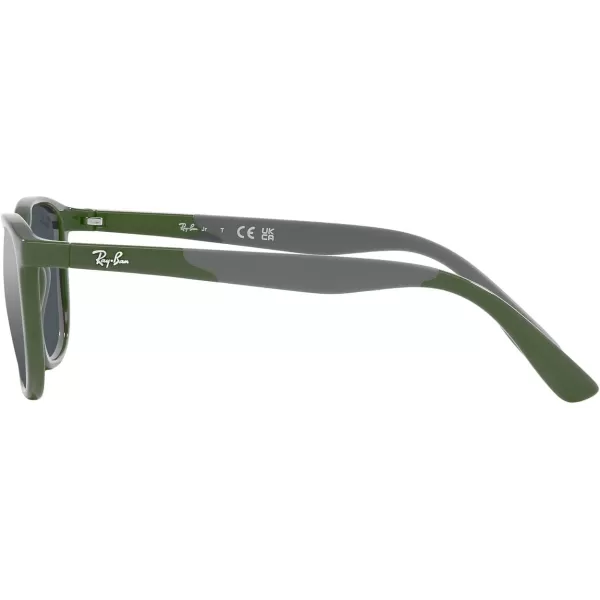 RayBan Boys Rj9077s Square SunglassesGreen on Rubber GreyGrey Mirrored Silver