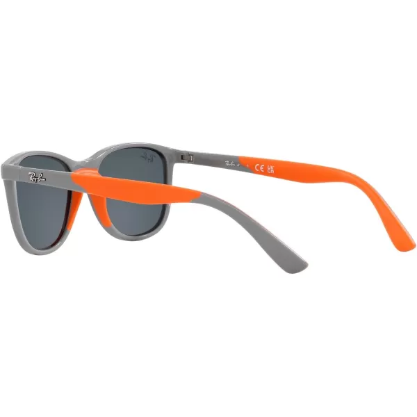 RayBan Boys Rj9077s Square SunglassesGrey on Rubber OrangeDark Blue Mirrored Blue