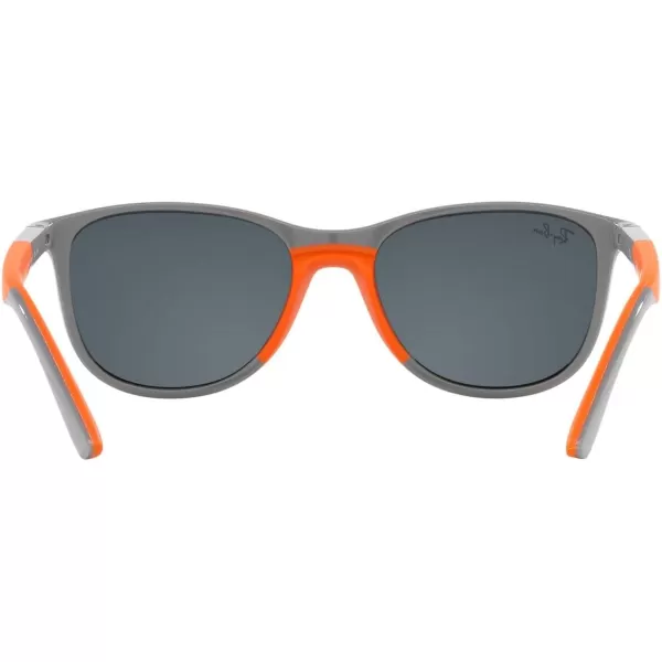 RayBan Boys Rj9077s Square SunglassesGrey on Rubber OrangeDark Blue Mirrored Blue