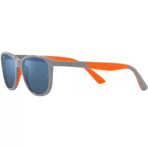 RayBan Boys Rj9077s Square SunglassesGrey on Rubber OrangeDark Blue Mirrored Blue