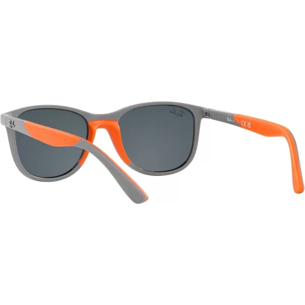 RayBan Boys Rj9077s Square SunglassesGrey on Rubber OrangeDark Blue Mirrored Blue