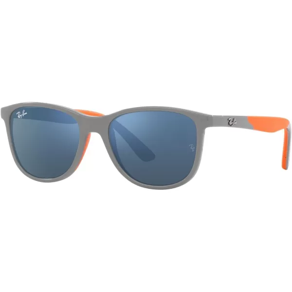 RayBan Boys Rj9077s Square SunglassesGrey on Rubber OrangeDark Blue Mirrored Blue