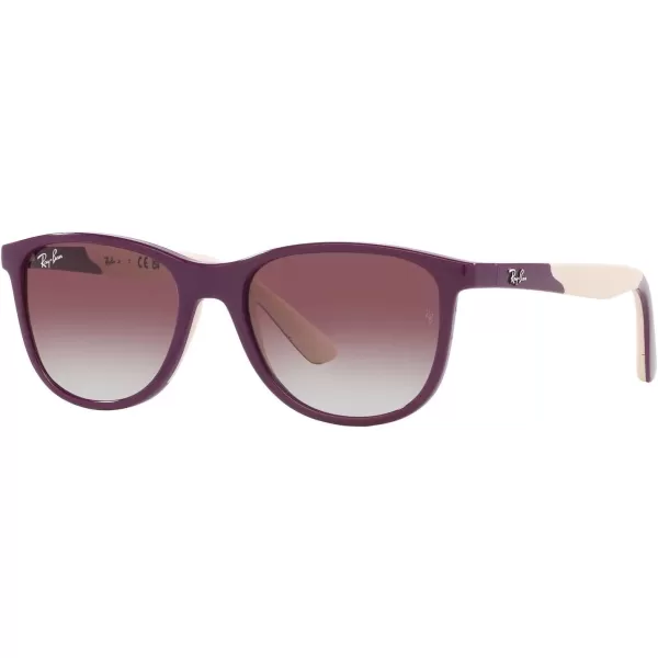 RayBan Boys Rj9077s Square SunglassesPurple on Rubber BeigeGrey Gradient Violet