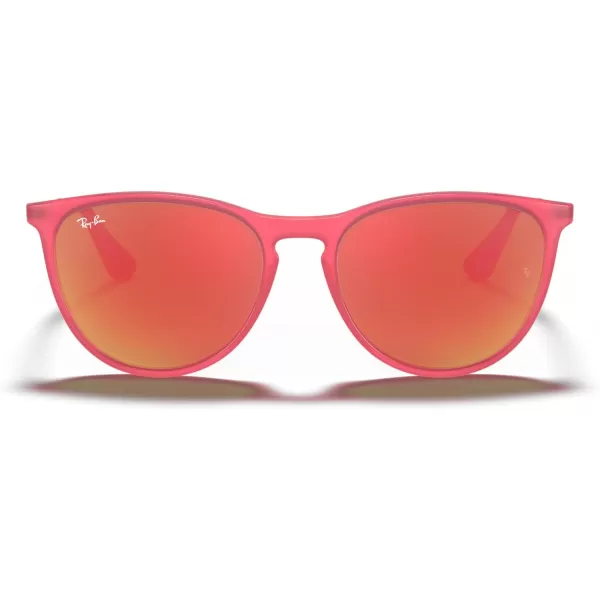 RayBan Junior Kids RJ9060s Erika Round SunglassesFuchsia Fluorescent Transparent RubberBrown Mirrored Orange