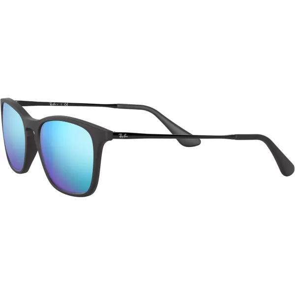 RayBan Junior Kids RJ9061sf Asian Fit Rectangular SunglassesRubber BlackBlue Flash