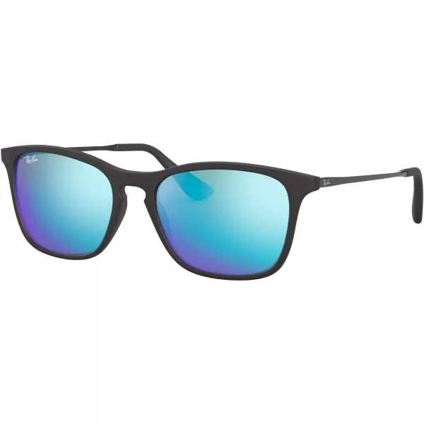 RayBan Junior Kids RJ9061sf Asian Fit Rectangular SunglassesRubber BlackBlue Flash