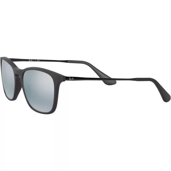 RayBan Junior Kids RJ9061sf Asian Fit Rectangular SunglassesRubber BlackGrey Flash
