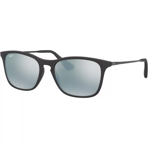 RayBan Junior Kids RJ9061sf Asian Fit Rectangular SunglassesRubber BlackGrey Flash
