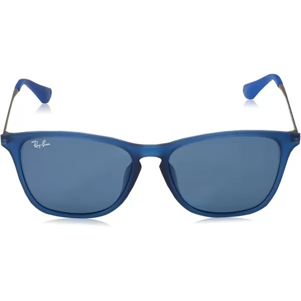 RayBan Junior Kids RJ9061sf Asian Fit Rectangular SunglassesRubber Transparent BlueDark Blue