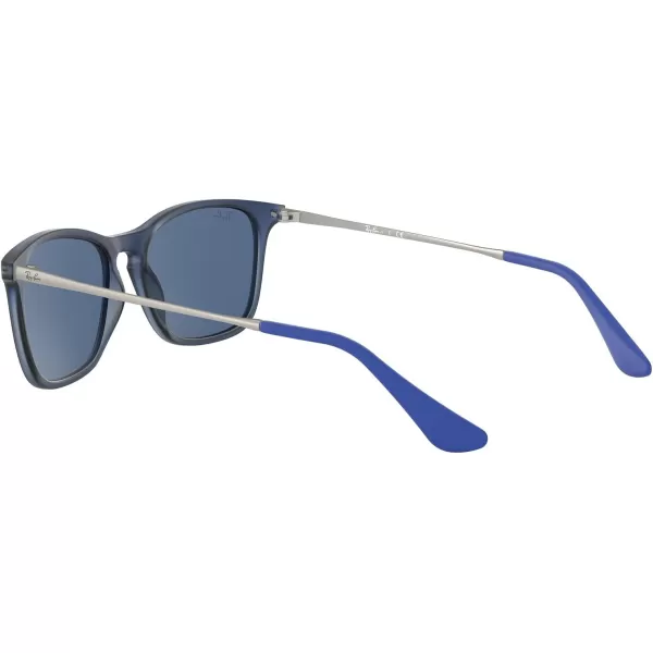 RayBan Junior Kids RJ9061sf Asian Fit Rectangular SunglassesRubber Transparent BlueDark Blue