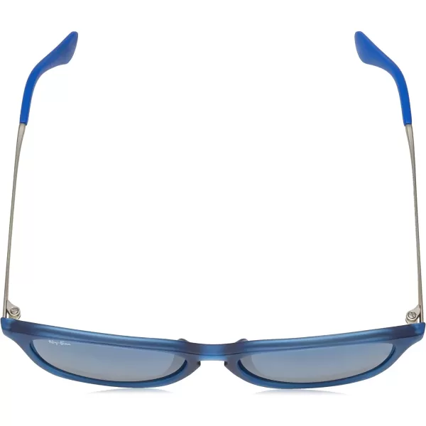 RayBan Junior Kids RJ9061sf Asian Fit Rectangular SunglassesRubber Transparent BlueDark Blue