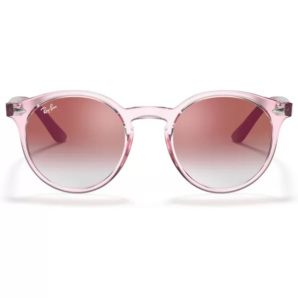 RayBan Junior Kids RJ9064s Round SunglassesTransparent PinkClear Gradient Red Mirrored Red