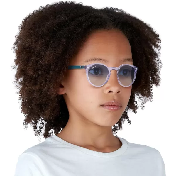 RayBan Junior Kids RJ9064s Round SunglassesTransparent VioletClear Light Blue Gradient